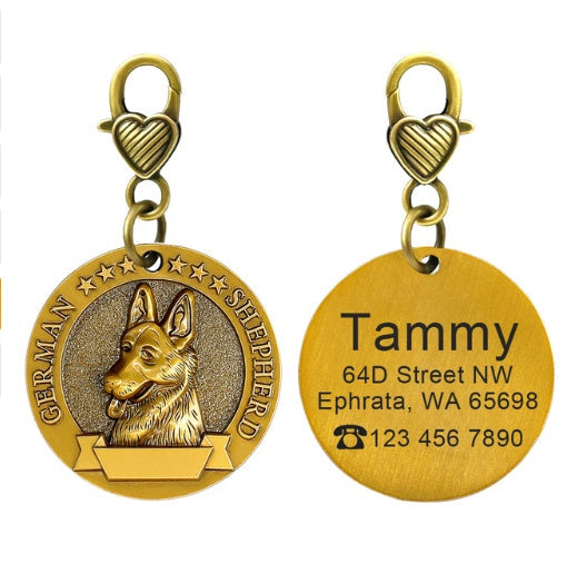 Custom Engraved Anti-Lost Pet ID Tag Bronze Brand